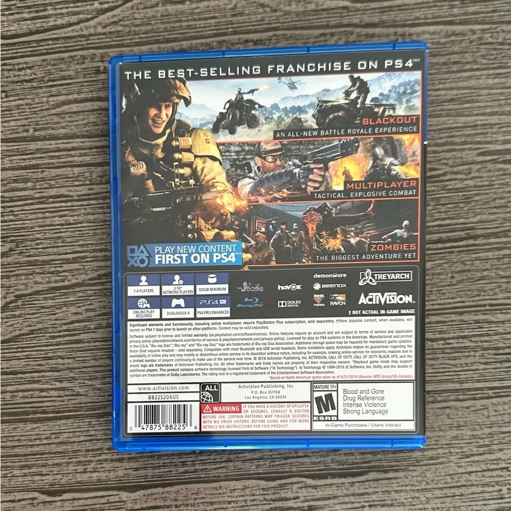 Sony PS4 Game - CALL OF DUTY: BLACK OPS 4 FOR PLAYSTATION 4. Like-New Condition!